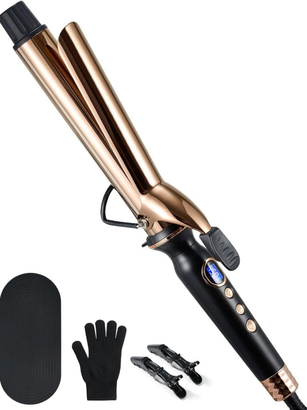 Extra Long 1.25 Inch Curling Iron for Long Hair, 12 Heat Settings, Auto-Off